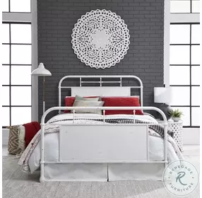 Heritage Series Antique White Queen Metal Bed