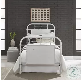 Heritage Series Antique White Full Metal Bed