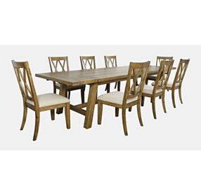 Telluride Brown and Beige Upholstered 11 Piece Dining Set