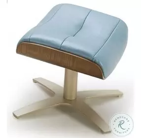 Karma Blue Italian Leather Ottoman
