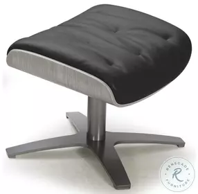 Karma Black Italian Leather Ottoman