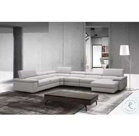 Kobe Premium Silver Gray Italian Leather RAF Sectional