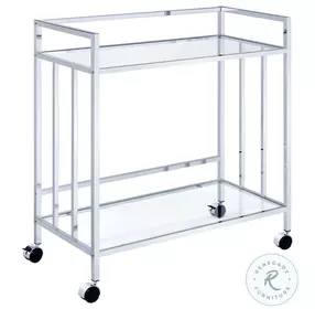 Cara Chrome Rectangular Glass Bar Cart