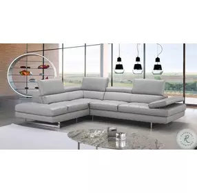 Aurora Light Grey Leather Sectional