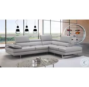 Aurora Light Gray Italian Leather RAF Sectional