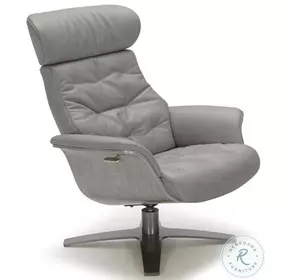 Karma Gray Italian Leather Lounge Chair