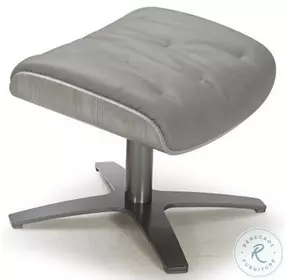 Karma Gray Italian Leather Ottoman