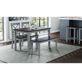 Asbury Park Gray and Brown 4 Piece Dining Set with Bench