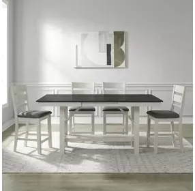 Brook Bay Textured White and Carbon Gray 5 Piece Extendable Gathering Dining Set