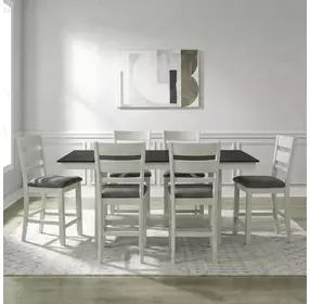 Bayview Textured White and Carbon Gray 7 Piece Extendable Gathering Dining Set