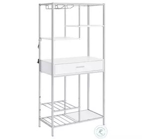 Figueroa White High Gloss And Chrome Bar Cabinet With Lighting