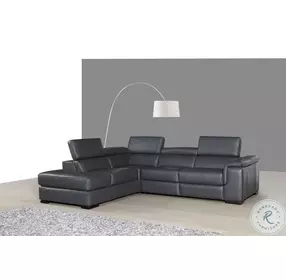 Agata Slate Gray Leather Power Reclining LAF Sectional