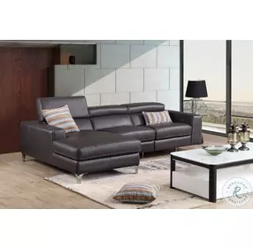 Ariana Gray Italian Leather Reclining LAF Sectional