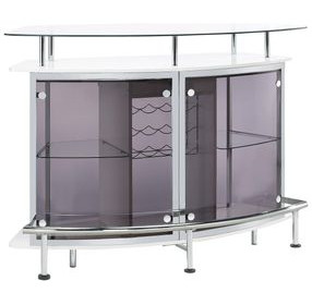 Gideon White Crescent Shaped Glass Top Bar Unit