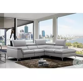 Viola Light Gray Leather Power Reclining RAF Sectional