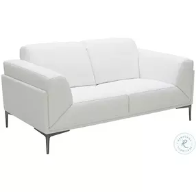 Davos White Leather Loveseat