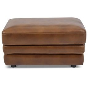 David Pecan Leather Upholstered Rectangular Ottoman