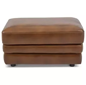 David Pecan Leather Upholstered Rectangular Ottoman