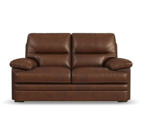 David Pecan Brown Leather 70" Loveseat