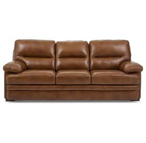 David Pecan Leather 93" Sofa
