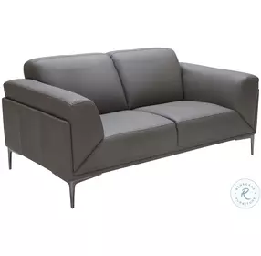 King Gray Leather Loveseat