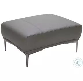 King Gray Leather Ottoman