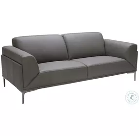 King Gray Leather Sofa