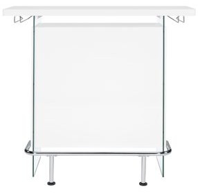 Acosta High Gloss White And Chrome Bar Unit