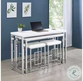 Jackson White And Chrome 4 Piece Counter Height Dining Set