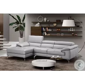 Liam Light Grey Italian Leather LAF Sectional