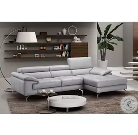 Liam Light Grey Italian Leather RAF Sectional