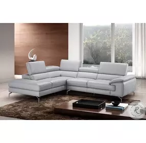 Olivia Light Gray Italian Leather LAF Sectional