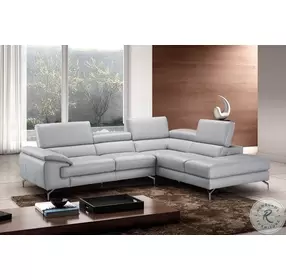 Olivia Light Gray Italian Leather RAF Sectional