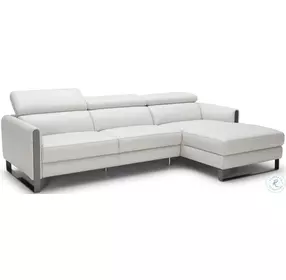 Vella Light Grey Italian Leather Power Reclining RAF Sectional