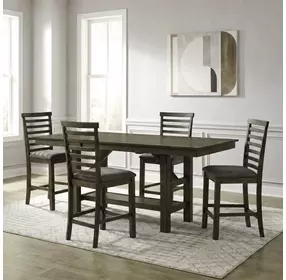 Bayview Sandstone and Gray Upholstered 5 Piece Extendable Dining Set