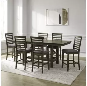 Bayview Sandstone and Gray Upholstered 7 Piece Extendable Gathering Dining Set