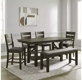 Bayview Sandstone and Gray 6 Piece Extendable Gathering Dining Set