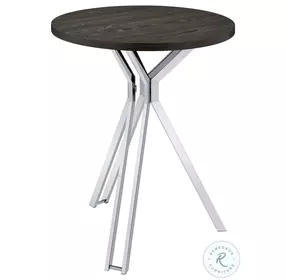 Edgerton Chrome And Dark Oak Round Wood Top Bar Table
