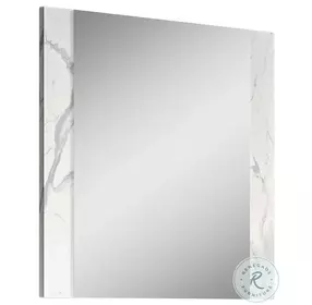 Nina White And Gray Marble Look Mirror