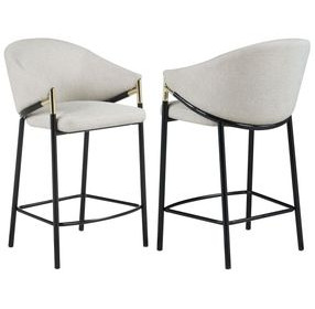 Chadwick Beige And Glossy Black Sloped Arm Counter Height Stool Set of 2