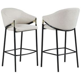 Chadwick Beige And Glossy Black Sloped Arm Bar Stool Set of 2
