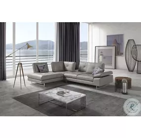 Prive Grey Leather LAF Sectional
