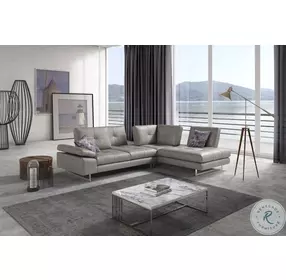 Prive Grey Leather RAF Sectional