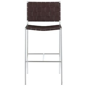 Adelaide Brown And Chrome Upholstered Open Back Bar Stool