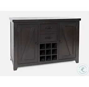 American Rustics Dark Brown Server with Wine Rack