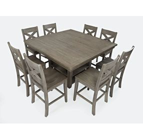 Outer Banks Driftwood Gray 9 Piece Counter Height Dining Set with Storage