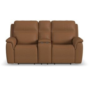 Sawyer Harvest Leather 77" Zero Gravity Power Reclining Loveseat with Console and USB Charging