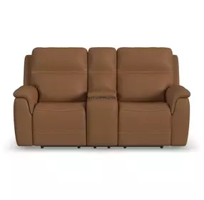 Sawyer Harvest Leather 77" Zero Gravity Power Reclining Loveseat with Console and USB Charging