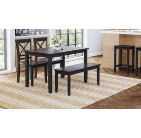 Asbury Park Black and Brown 4 Piece Dining Set with Bench