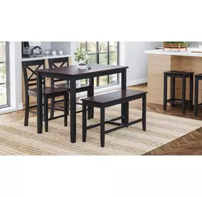 Asbury Park Black and Brown 4 Piece Counter Height Dining Set with Bench